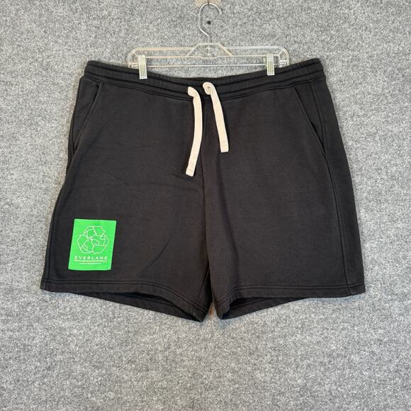 Everlane Shorts Mens 2XL XXL Black Fleece Sweatshorts Casual Stretch‎ Waist - Picture 2 of 8